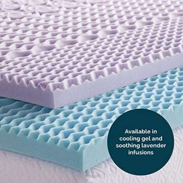 Lucid 2 Inch Mattress Topper Full - Memory Foam Mattress Topper Full - 5 Zone Gel Infusion - CertiPur Certified Foam