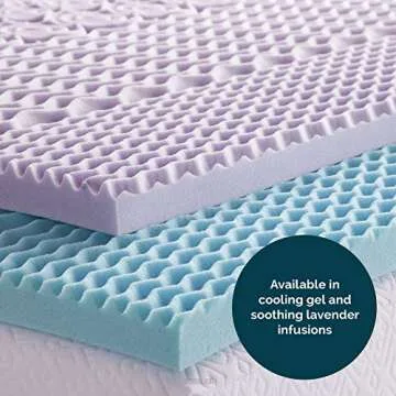 Lucid 2 Inch Mattress Topper Full - Memory Foam Mattress Topper Full - 5 Zone Gel Infusion - CertiPur Certified Foam