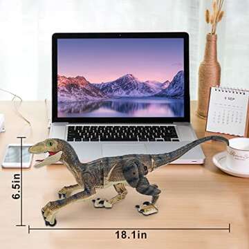 18'' Remote Control Dinosaur Toys 2.4GHz Walking Rechargeable 3D Eyes Dinosaur Robot Toys for Kids R...
