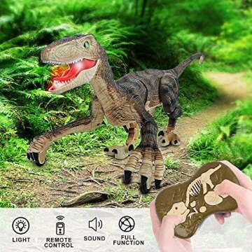18'' Remote Control Dinosaur Toys 2.4GHz Walking Rechargeable 3D Eyes Dinosaur Robot Toys for Kids RC Dinosaur Toys with Roaring Sounds Stomp Tail Movement Gift for Kids Boys Girls Ages 3-12 Yellow