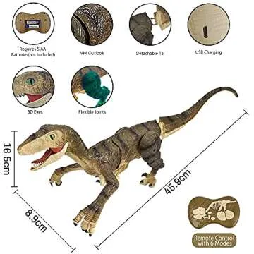 18'' Remote Control Dinosaur Toys 2.4GHz Walking Rechargeable 3D Eyes Dinosaur Robot Toys for Kids RC Dinosaur Toys with Roaring Sounds Stomp Tail Movement Gift for Kids Boys Girls Ages 3-12 Yellow