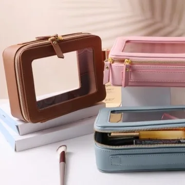 SANHECUN Waterproof Toiletry Bag with Handle - Brown