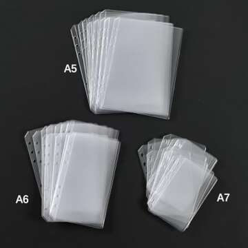 UMSICHT 12PCS A5 Binder Pockets with No Zippers, Zipless Budget Envelopes for the Cash System, A5 Binder Pouch for 6 Ring Binder, Money Folder Organizer, Clear PVC Savings Challenges Envelopes, 12PCS.