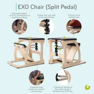 Balanced Body EXO Pilates Chair, Pilates Equipment for Home and Studio Use, Split Pedal