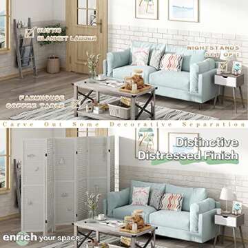 JAXSUNNY 6 Panel Wood Room Divider for Stylish Privacy