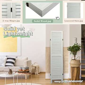 JAXSUNNY 6 Panel Wood Room Divider for Stylish Privacy