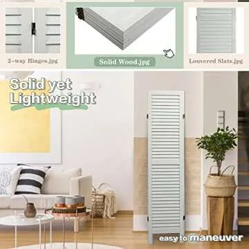 JAXSUNNY 6 Panel Wood Room Divider for Stylish Privacy