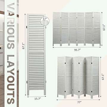 JAXSUNNY 6 Panel Wood Room Divider for Stylish Privacy