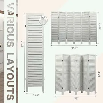 JAXSUNNY 6 Panel Wood Room Divider for Stylish Privacy