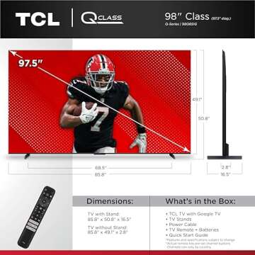 TCL 98-Inch Q65 QLED 4K UHD Smart TV with Google TV (98Q651G, 2024 Model) Dolby Vision, Dolby Atmos,...