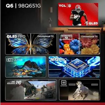 TCL 98-Inch Q65 QLED 4K UHD Smart TV with Google TV (98Q651G, 2024 Model) Dolby Vision, Dolby Atmos, HDR Pro+, Game Accelerator Enhanced Gaming, Voice Remote, Works with Alexa, Streaming Television