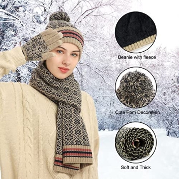 Stylish Women's Knitted Winter Beanie Scarf Glove Set