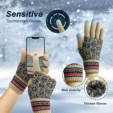 Stylish Women's Knitted Winter Beanie Scarf Glove Set