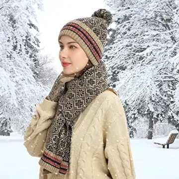 Stylish Women's Knitted Winter Beanie Scarf Glove Set