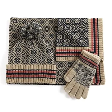 Stylish Women's Knitted Winter Beanie Scarf Glove Set