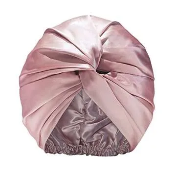 SLIP Pure Silk Turban - Pink | 100% Mulberry Silk, Ultra Soft & Gentle on Hair, Prevents Breakage & Frizz | Stylish Hair Accessory for Nighttime & Travel | Adjustable Fit, Luxurious Comfort