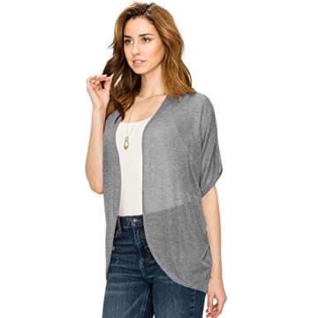Lock and Love Kimono Style Women's Short Sleeve Open-Front Batwing Cardigan Loose fit
