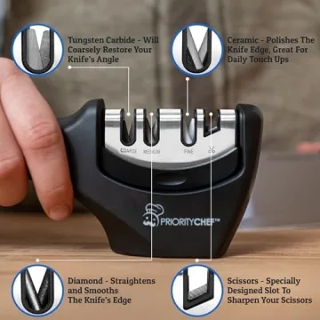 PriorityChef Kitchen Knife Sharpener Tool for Effortless Sharpening