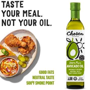 Chosen Foods 100% Pure Avocado Oil, Keto and Paleo Diet Friendly, Kosher Oil for Baking, High-Heat C...