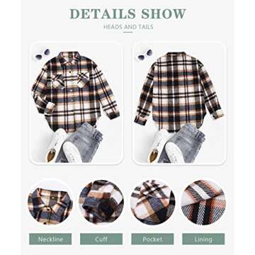 Womens Flannel Button Down Shirts Boyfriend Long Sleeve Oversized Blouses Tops 6020 2-Orange Medium