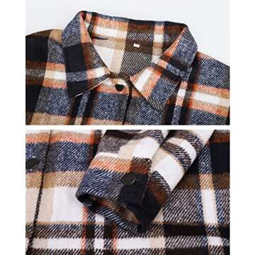 Womens Flannel Button Down Shirts Boyfriend Long Sleeve Oversized Blouses Tops 6020 2-Orange Medium