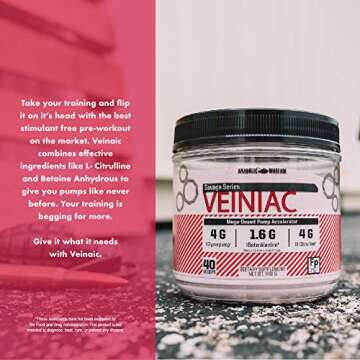 Anabolic Warfare Veiniac Muscle Pump Activator Supplement Stimulant Free Pre-Workout with L-Citrulline, Betaine Anhydrous, & Added AGMass , Supports Nitric Oxide*, Fruit Punch 20 Servings