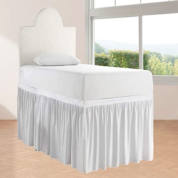 Impeccable Bedding Dorm Room Bed Skirt - Ruffled Extra Long Twin-XL Bed Skirt
