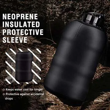 Kaptron Gym Water Bottle with Case - Bodybuilding Water Bottle - Strong Durable 2.2 Litre Water Bottle with Handle - BPA Free Large Half Gallon Sports Water Bottles (Black)