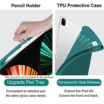 BLUTLOTUS Keyboard Case for iPad Air 13 2024, ipad Pro 12.9 inch 2022/2021/2020 (6th/5th/4th Gen),Smart Folio Tablet Cover with Pencil Holder, 7 Color Backlit Detachable Wireless Keyboard-Teal