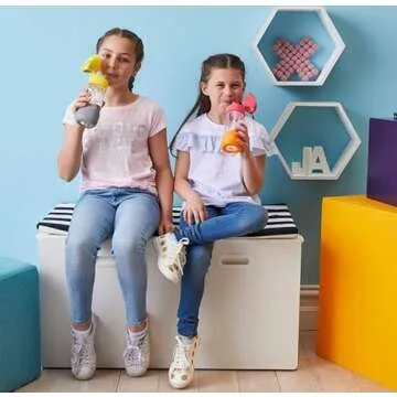 b.box 15 oz Tritan Drink Bottle: Kids Water Bottle with Straw and Lid for School, Sports, Travel, Da...