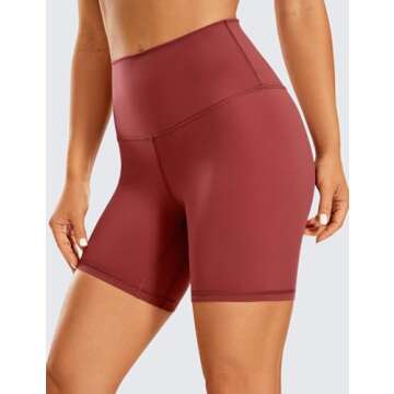 CRZ YOGA Women's Naked Feeling Biker Shorts 6'' - High Waist Yoga Workout Gym Spandex Shorts Savanna...