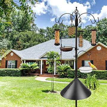 Deluxe Bird Feeding Station Kit Bird Feeder Pole Hanging Kit Multi Bird Feeders with Squirrel Baffle...