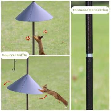 Deluxe Bird Feeding Station Kit Bird Feeder Pole Hanging Kit Multi Bird Feeders with Squirrel Baffle and Metal Suet Feeder Bird Bath Mesh Tray for Attracting Wild Birds and Planter Hanger