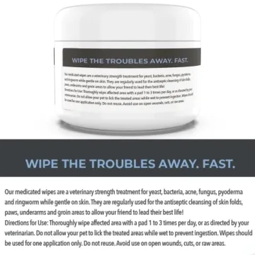 Antibacterial & Antifungal Wipes for Dogs and Cats