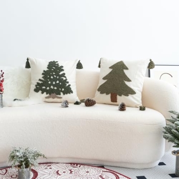 VANNCIO Christmas Tree Pillow Cover - 18x18 with Tassels