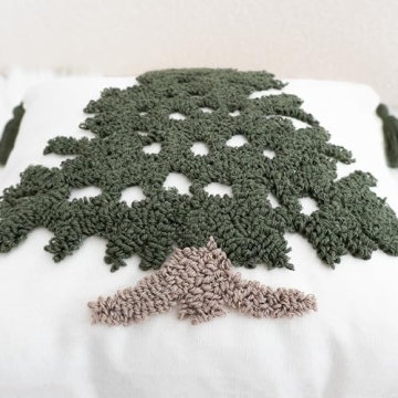 VANNCIO Christmas Tree Pillow Cover - 18x18 with Tassels
