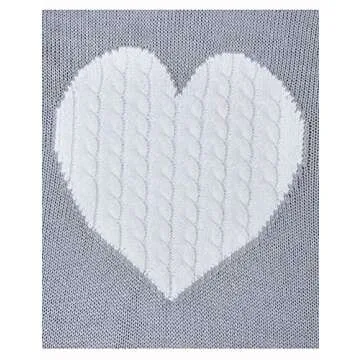 shermie Women's Pullover Sweaters Long Sleeve Crew Neck Cute Heart Knitted Casual Sweater Small Grey