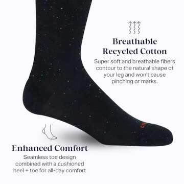 Comrad Recycled Cotton Knee High Socks - 15-20mmHg Graduated Compression Socks - Soft & Breathable Support Socks, Unisex