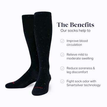 Comrad Recycled Cotton Knee High Socks - 15-20mmHg Graduated Compression Socks - Soft & Breathable Support Socks, Unisex