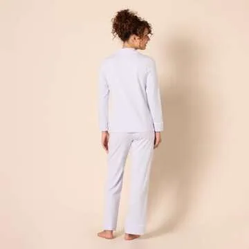 Amazon Essentials Women's Cotton Modal Long-Sleeve Pajama Set - Pale Blue, X-Small