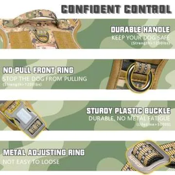 AUROTH Tactical Dog Harness for Large Dogs - Adjustable & Reflective