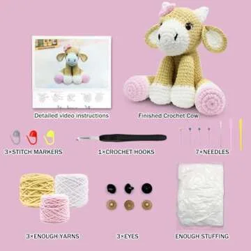 CODGP Crochet Kit for Beginners - Amigurumi Cow Set