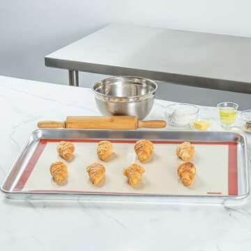 Restaurantware Full Size Silicone Baking Mat 1 Heat-Resistant Cooking Mat - Reusable Ultra-Durable Tan And Red Silicone Nonstick Mat For Pans And Rolling 23.6 x 15.75 Inch