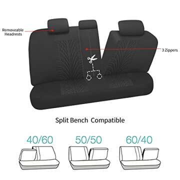 Pariitadin Car Seat Covers Full Set, Washable and Breathable Premium Cloth Automotive Vehicle Seat Cover for Car Interior, Universal Fit for Most Cars, Sedan, Truck, SUV(Black)