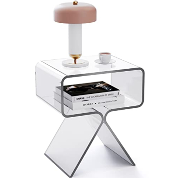 Modern Clear Acrylic Nightstand Side Table Home Decor