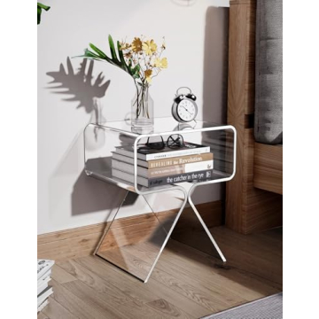 Modern Clear Acrylic Nightstand Side Table Home Decor