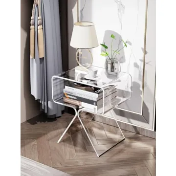 Modern Clear Acrylic Nightstand Side Table Home Decor
