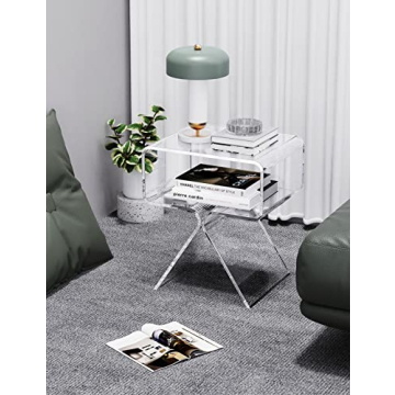 Modern Clear Acrylic Nightstand Side Table Home Decor