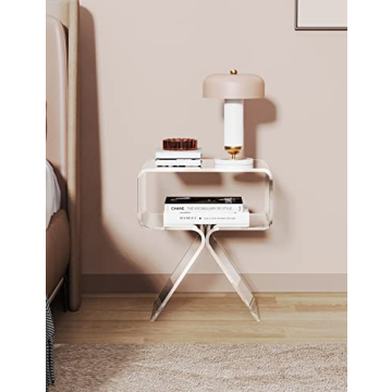 Modern Clear Acrylic Nightstand Side Table Home Decor
