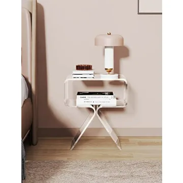 Modern Clear Acrylic Nightstand Side Table Home Decor